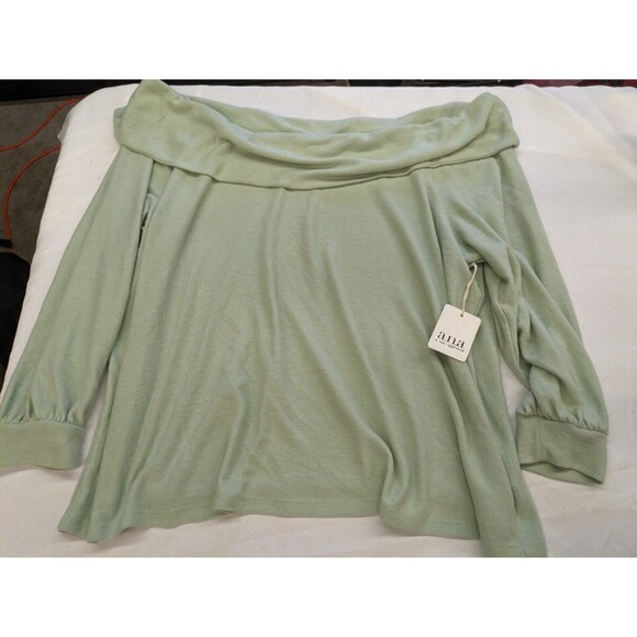 a.n.a Cozy Off the Shoulder Long Sleeve Sweater Green Top Women's 3X NWT - Picture 6 of 11